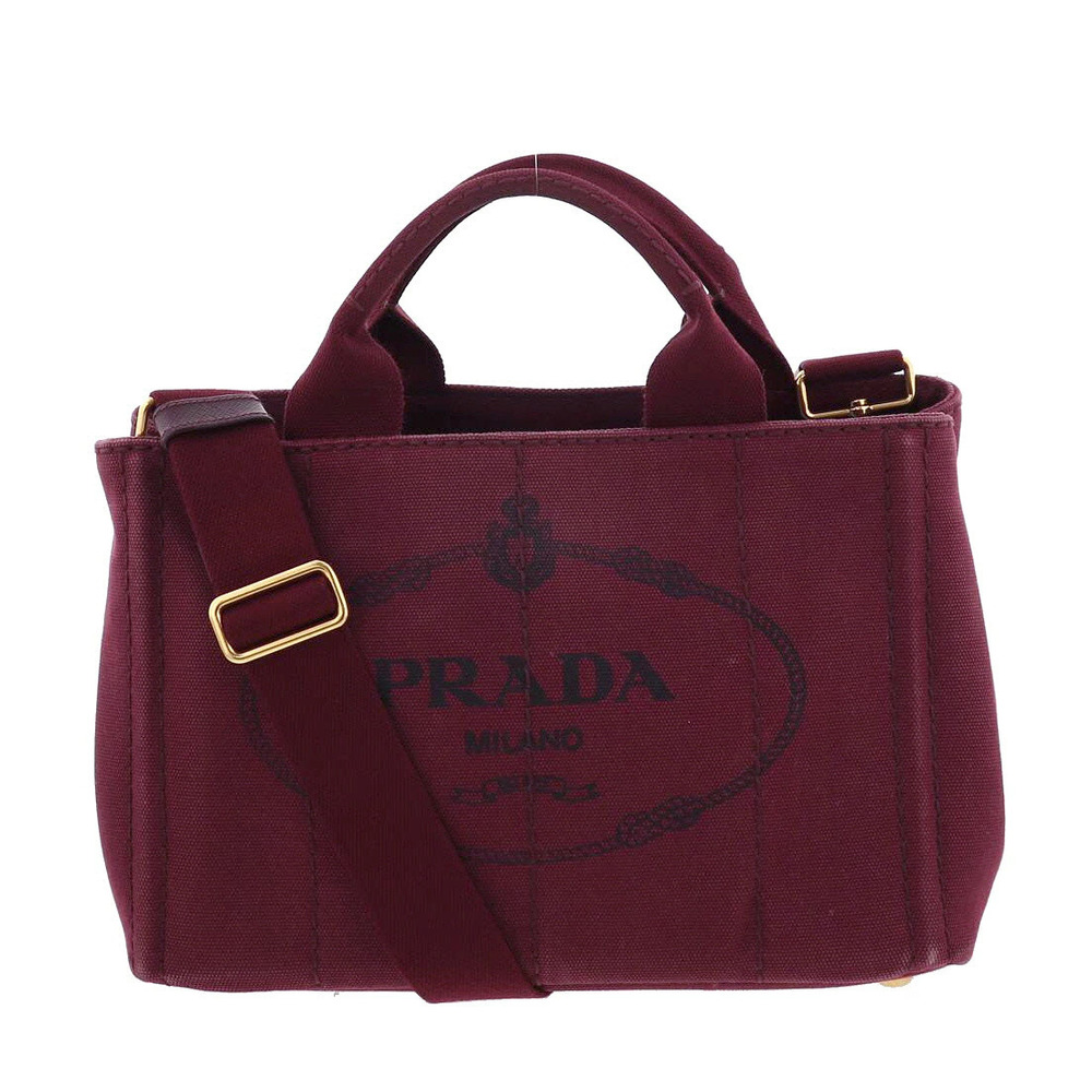 PRADA Canapa Shopping Bag Handbag Bordeaux Purple